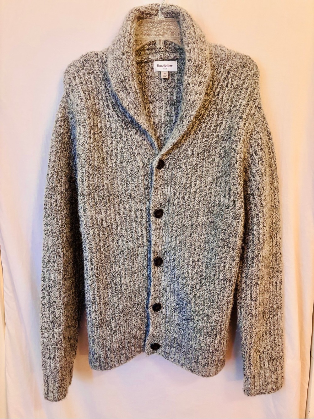 Chunky Shawl Collar Cardigan Marled Gray Goodfellow Size M